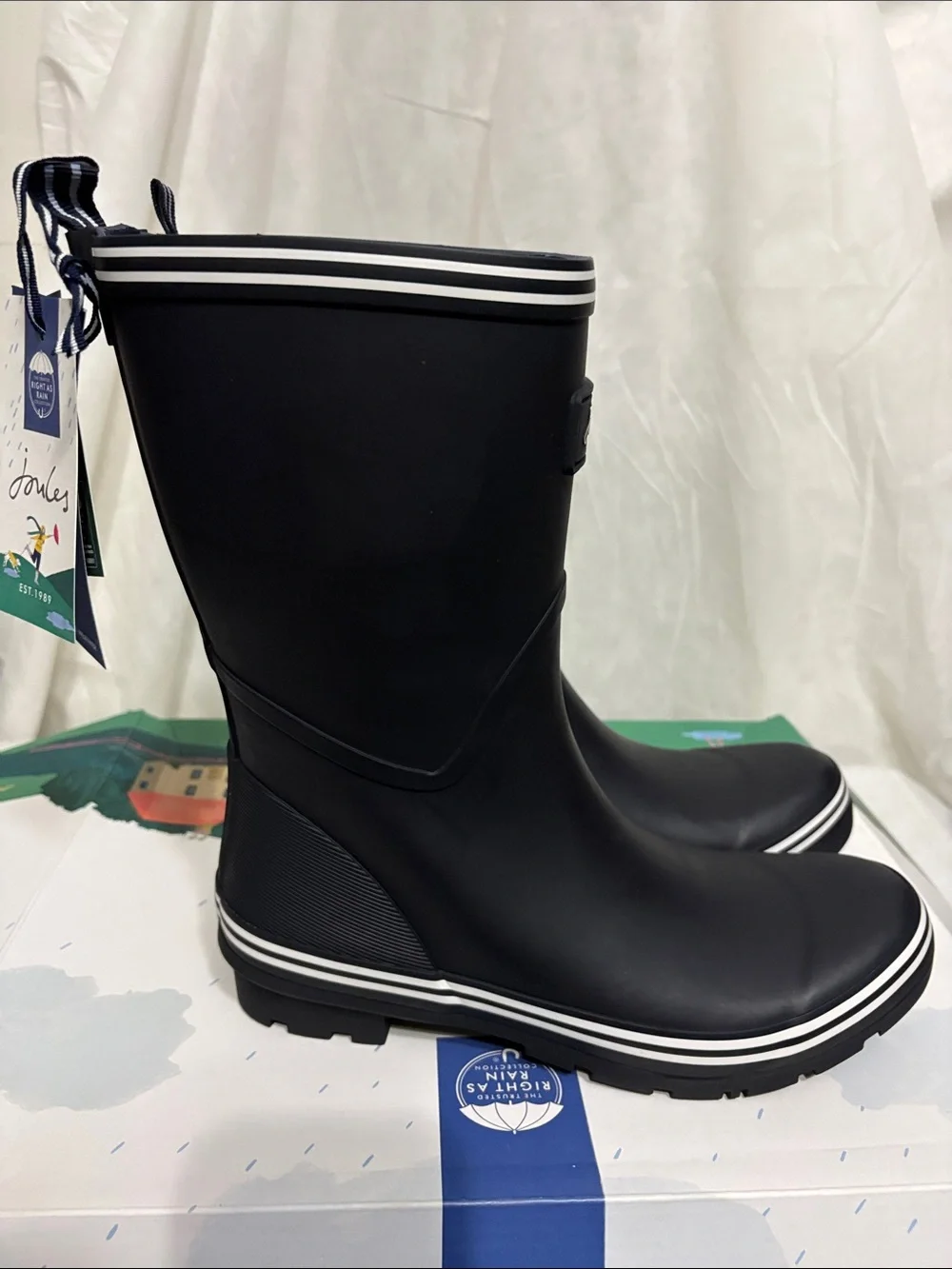 Joules Navy Rain Boots Size US 9 NWT